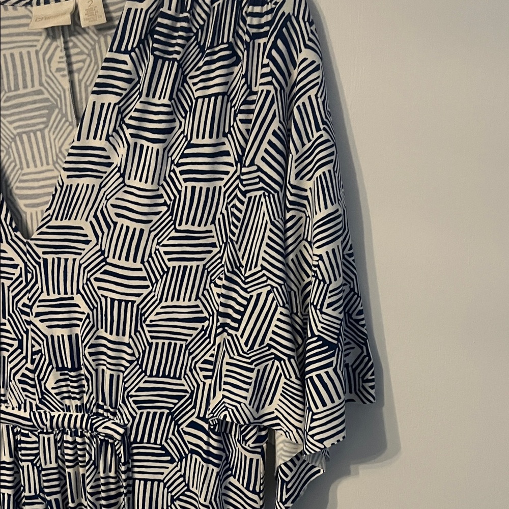 Chico's Blue and White Geometric Maxi Dress - Picture 4 of 4